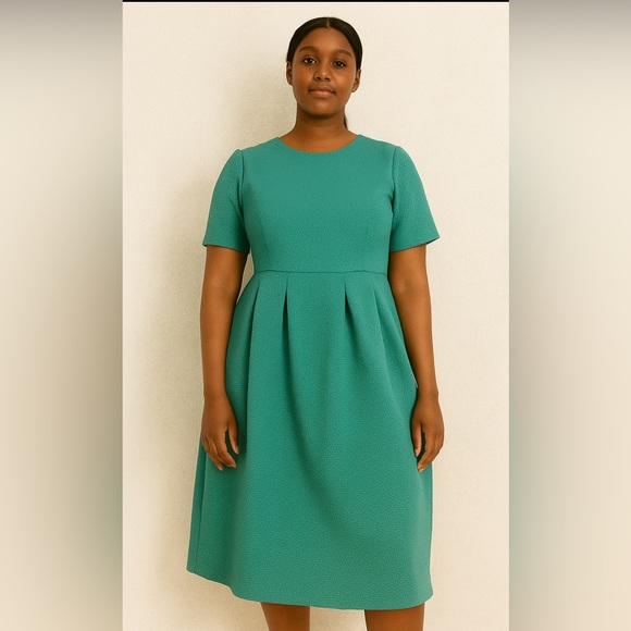 H&M Size 14 Midi Green Short Sleeve Dress - Picture 1 of 6